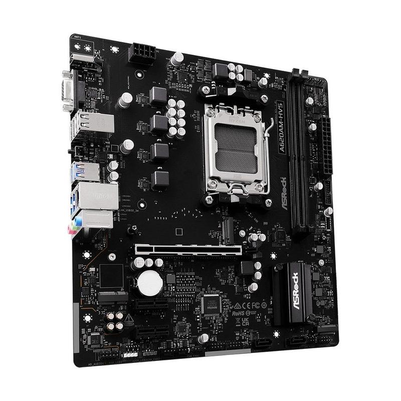 ASRock マザーボード A620AM-HVS AMD Ryzen Placa-Mãe ASRock A620AM-HVS, Ryzen AM5 A620A, Micro ATX, DDR5 - 90
